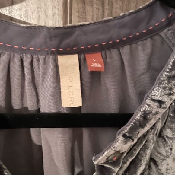 Pilcro puff sleeve velvet button down top - Picture 10 of 11